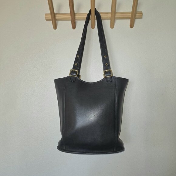 Vintage COACH LEGACY LARGE SHOPPER Black Leather Shoulder Bag Purse 9090 USA - Picture 3 of 16